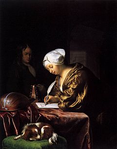 woman writing with quill